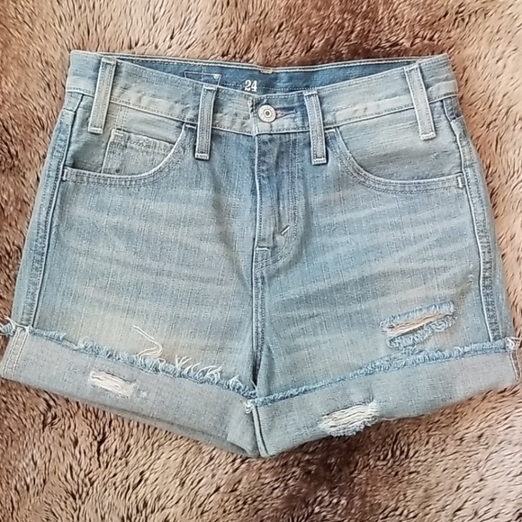 Levi's High Rise Denim Distressed Shorts - Picture 2 of 8